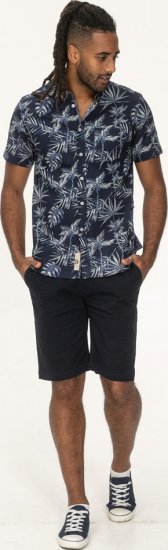 D555 Truro Hawaiian AOP Short Sleeve Button Down Collar Shirt Navy - Πουκάμισα - Aνδρικά πουκαμισα μεγαλα μεγάλα μεγέθη
