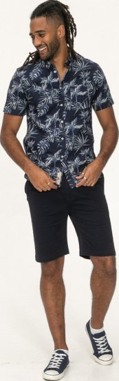D555 Truro Hawaiian AOP Short Sleeve Button Down Collar Shirt Navy - Πουκάμισα - Aνδρικά πουκαμισα μεγαλα μεγάλα μεγέθη