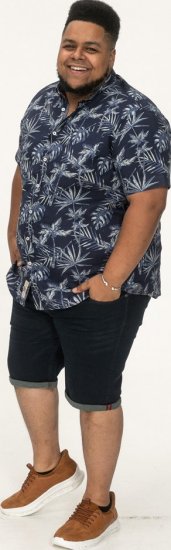 D555 Truro Hawaiian AOP Short Sleeve Button Down Collar Shirt Navy - Πουκάμισα - Aνδρικά πουκαμισα μεγαλα μεγάλα μεγέθη