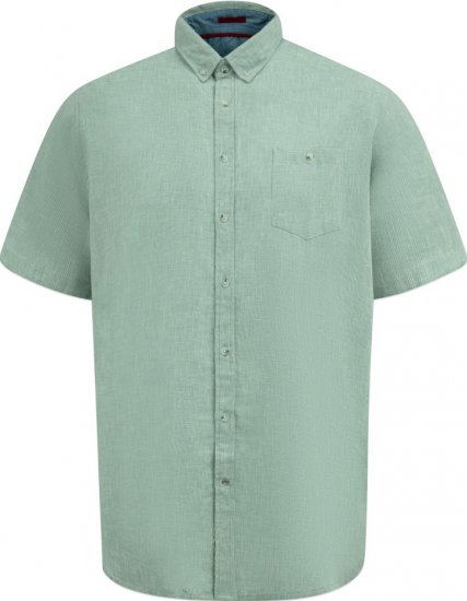D555 Falmouth 2 Linen Mix Short Sleeve Shirt With Button Down Mint - Πουκάμισα - Aνδρικά πουκαμισα μεγαλα μεγάλα μεγέθη