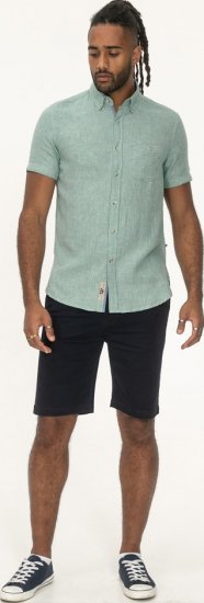D555 Falmouth 2 Linen Mix Short Sleeve Shirt With Button Down Mint - Πουκάμισα - Aνδρικά πουκαμισα μεγαλα μεγάλα μεγέθη