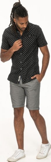 D555 Matlock Short Sleeve AOP Shirt With Hidden Button Down Black - Πουκάμισα - Aνδρικά πουκαμισα μεγαλα μεγάλα μεγέθη
