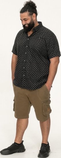 D555 Matlock Short Sleeve AOP Shirt With Hidden Button Down Black - Πουκάμισα - Aνδρικά πουκαμισα μεγαλα μεγάλα μεγέθη