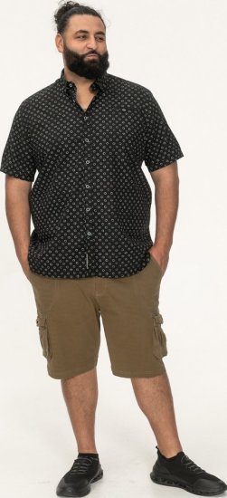 D555 Matlock Short Sleeve AOP Shirt With Hidden Button Down Black - Πουκάμισα - Aνδρικά πουκαμισα μεγαλα μεγάλα μεγέθη