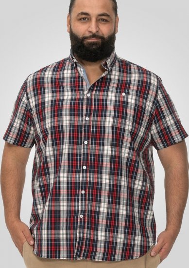 D555 Shields Button Down Collar Short Sleeve Shirt With Pocket Red Check - Πουκάμισα - Aνδρικά πουκαμισα μεγαλα μεγάλα μεγέθη