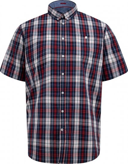 D555 Shields Button Down Collar Short Sleeve Shirt With Pocket Red Check - Πουκάμισα - Aνδρικά πουκαμισα μεγαλα μεγάλα μεγέθη