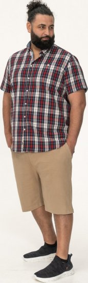 D555 Shields Button Down Collar Short Sleeve Shirt With Pocket Red Check - Πουκάμισα - Aνδρικά πουκαμισα μεγαλα μεγάλα μεγέθη
