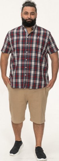 D555 Shields Button Down Collar Short Sleeve Shirt With Pocket Red Check - Πουκάμισα - Aνδρικά πουκαμισα μεγαλα μεγάλα μεγέθη