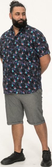 D555 Farnborough Short Sleeve Guitar AOP Shirt With Hidden Button Down Black - Πουκάμισα - Aνδρικά πουκαμισα μεγαλα μεγάλα μεγέθη