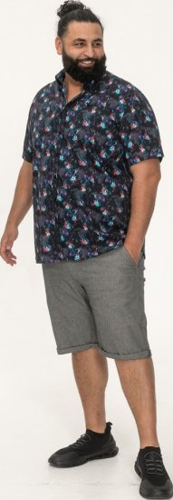 D555 Farnborough Short Sleeve Guitar AOP Shirt With Hidden Button Down Black - Πουκάμισα - Aνδρικά πουκαμισα μεγαλα μεγάλα μεγέθη