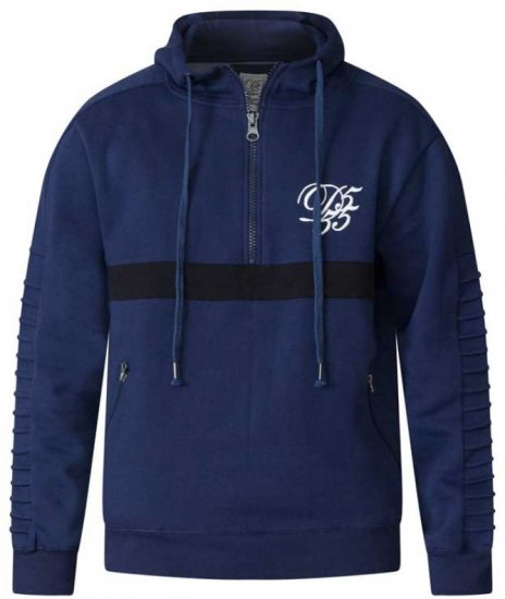 D555 Sergio Half Zip Hoodie Navy - φούτερ/Φούτερ με κουκούλα - φούτερ/Φούτερ με κουκούλα ανδρικά μεγάλα μεγέθη 