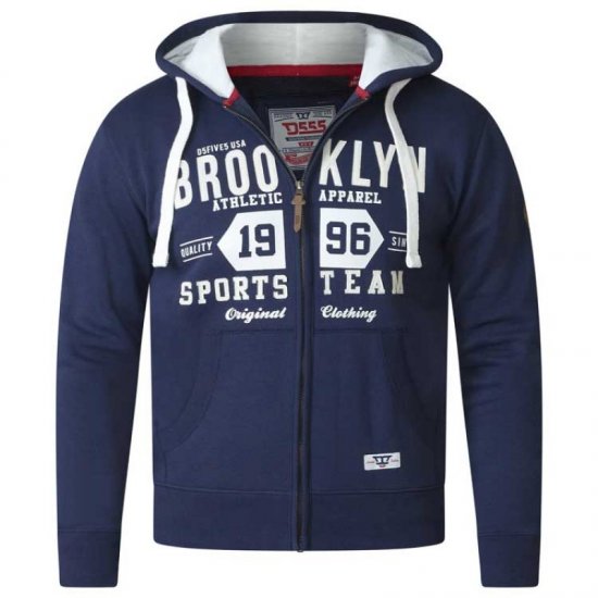 D555 Thurston Full Zip Hoodie Navy - φούτερ/Φούτερ με κουκούλα - φούτερ/Φούτερ με κουκούλα ανδρικά μεγάλα μεγέθη 