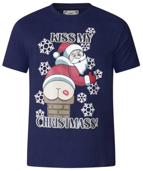 D555 Naughty X-mas T-shirt Navy - Μακό μπλουζάκια - Aνδρικά μπλουζεσ μεγάλα μεγέθη
