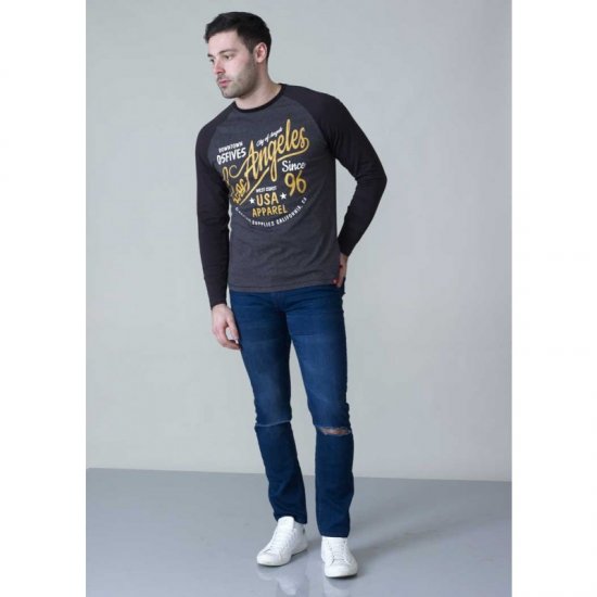 D555 Neill Long Sleeve T-shirt Black - Μακό μπλουζάκια - Aνδρικά μπλουζεσ μεγάλα μεγέθη