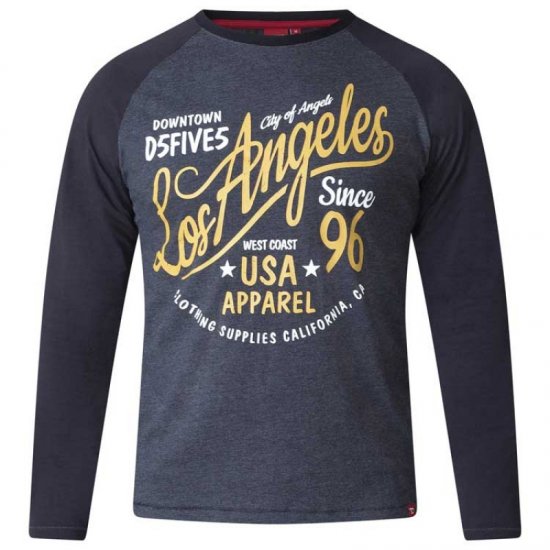 D555 Neill Long Sleeve T-shirt Black - Μακό μπλουζάκια - Aνδρικά μπλουζεσ μεγάλα μεγέθη