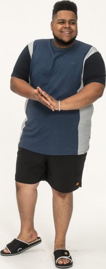 D555 Neath Cut And Sew Crew Neck T-Shirt Denim - Μακό μπλουζάκια - Aνδρικά μπλουζεσ μεγάλα μεγέθη