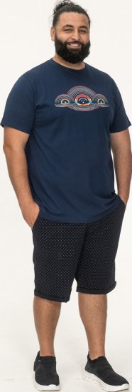 D555 Cheltenham Record With Reflection Printed T-shirt French Navy - Μακό μπλουζάκια - Aνδρικά μπλουζεσ μεγάλα μεγέθη