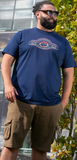D555 Cheltenham Record With Reflection Printed T-shirt French Navy - Μακό μπλουζάκια - Aνδρικά μπλουζεσ μεγάλα μεγέθη