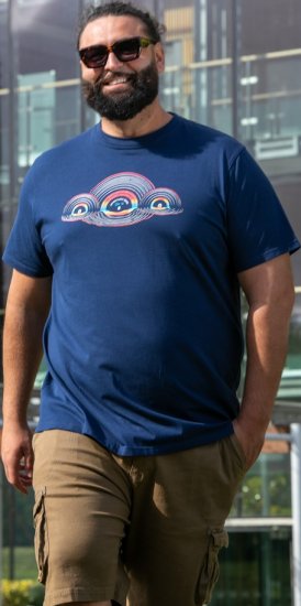D555 Cheltenham Record With Reflection Printed T-shirt French Navy - Μακό μπλουζάκια - Aνδρικά μπλουζεσ μεγάλα μεγέθη