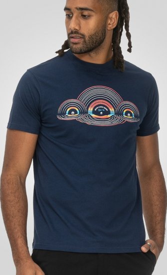 D555 Cheltenham Record With Reflection Printed T-shirt French Navy - Μακό μπλουζάκια - Aνδρικά μπλουζεσ μεγάλα μεγέθη