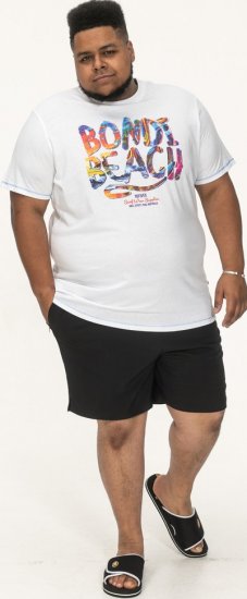 D555 SYDNEY Multi Coloured Bondi Beach Printed T-Shirt White - Μακό μπλουζάκια - Aνδρικά μπλουζεσ μεγάλα μεγέθη