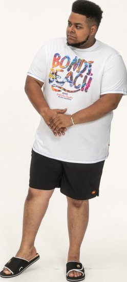 D555 SYDNEY Multi Coloured Bondi Beach Printed T-Shirt White - Μακό μπλουζάκια - Aνδρικά μπλουζεσ μεγάλα μεγέθη