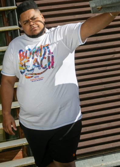 D555 SYDNEY Multi Coloured Bondi Beach Printed T-Shirt White - Μακό μπλουζάκια - Aνδρικά μπλουζεσ μεγάλα μεγέθη