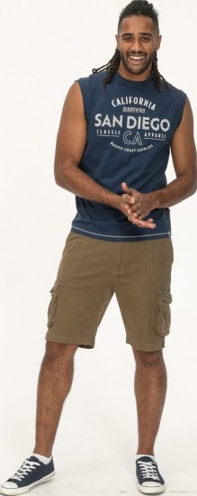 D555 Havant San Diego Printed Sleeveless T-Shirt French Navy - Μακό μπλουζάκια - Aνδρικά μπλουζεσ μεγάλα μεγέθη