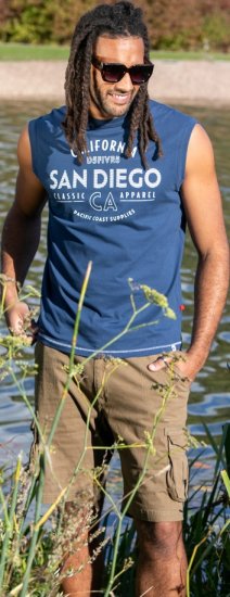 D555 Havant San Diego Printed Sleeveless T-Shirt French Navy - Μακό μπλουζάκια - Aνδρικά μπλουζεσ μεγάλα μεγέθη