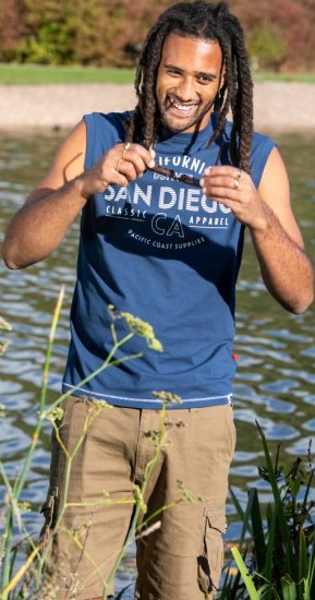 D555 Havant San Diego Printed Sleeveless T-Shirt French Navy - Μακό μπλουζάκια - Aνδρικά μπλουζεσ μεγάλα μεγέθη