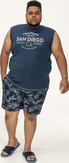 D555 Havant San Diego Printed Sleeveless T-Shirt French Navy - Μακό μπλουζάκια - Aνδρικά μπλουζεσ μεγάλα μεγέθη