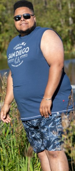 D555 Havant San Diego Printed Sleeveless T-Shirt French Navy - Μακό μπλουζάκια - Aνδρικά μπλουζεσ μεγάλα μεγέθη