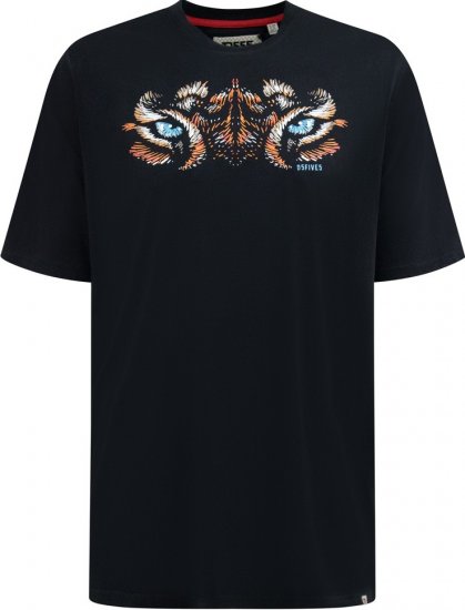 D555 Leamington Tiger Eyes Printed Crew Neck T-shirt Black - Μακό μπλουζάκια - Aνδρικά μπλουζεσ μεγάλα μεγέθη
