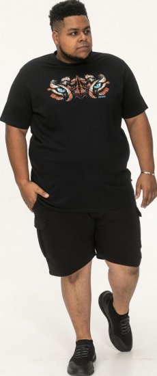 D555 Leamington Tiger Eyes Printed Crew Neck T-shirt Black - Μακό μπλουζάκια - Aνδρικά μπλουζεσ μεγάλα μεγέθη