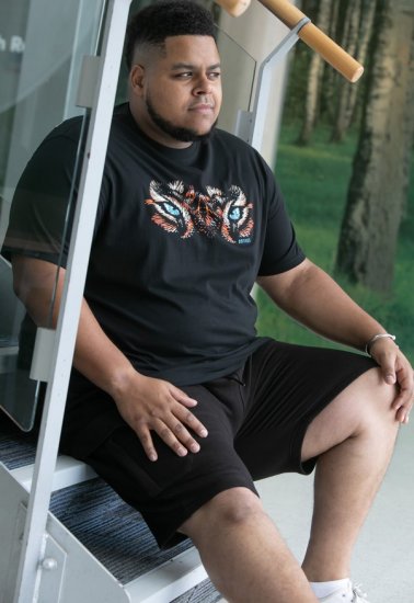 D555 Leamington Tiger Eyes Printed Crew Neck T-shirt Black - Μακό μπλουζάκια - Aνδρικά μπλουζεσ μεγάλα μεγέθη
