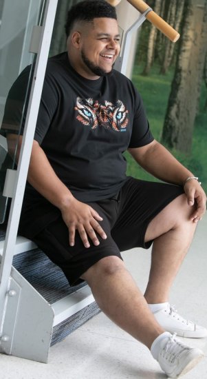 D555 Leamington Tiger Eyes Printed Crew Neck T-shirt Black - Μακό μπλουζάκια - Aνδρικά μπλουζεσ μεγάλα μεγέθη