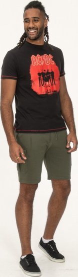 D555 Uxbridge Official ACDC Band Printed Crew Neck T-Shirt Washed Black - Μακό μπλουζάκια - Aνδρικά μπλουζεσ μεγάλα μεγέθη