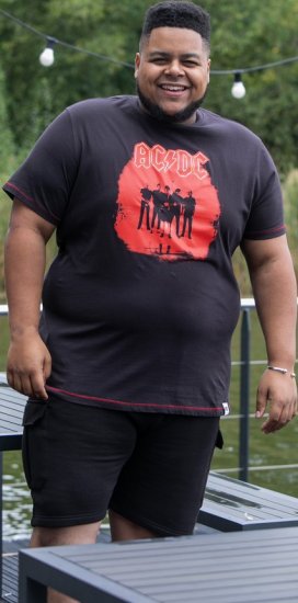D555 Uxbridge Official ACDC Band Printed Crew Neck T-Shirt Washed Black - Μακό μπλουζάκια - Aνδρικά μπλουζεσ μεγάλα μεγέθη