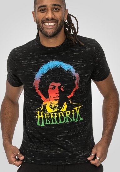 D555 Hendrix Official Jimi Hendrix Printed Crew Neck T-Shirt Black Reno - Μπλουζάκια συγκροτημάτων - 