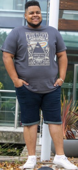 D555 HANLEY Official Pink Floyd Crew Neck T-Shirt Dark Grey TALL SIZES - ΑΝΔΡΙΚΑ ΡΟΥΧΑ MT-6XLT - Μεγέθη TALL