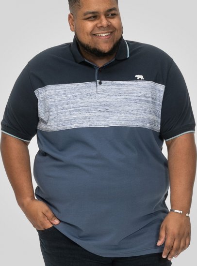D555 Leeds Cut And Sew Polo With Jacquard Collar And Cuffs Navy - Πόλο μπλουζάκια - Aνδρικά μπλουζακια πολο μεγάλα μεγέθη