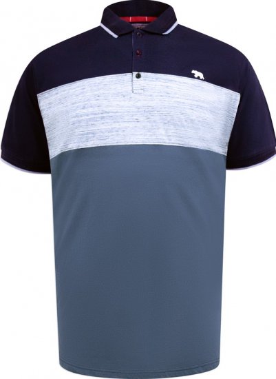D555 Leeds Cut And Sew Polo With Jacquard Collar And Cuffs Navy - Πόλο μπλουζάκια - Aνδρικά μπλουζακια πολο μεγάλα μεγέθη
