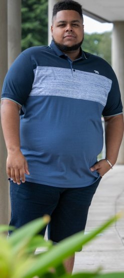 D555 Leeds Cut And Sew Polo With Jacquard Collar And Cuffs Navy - Πόλο μπλουζάκια - Aνδρικά μπλουζακια πολο μεγάλα μεγέθη