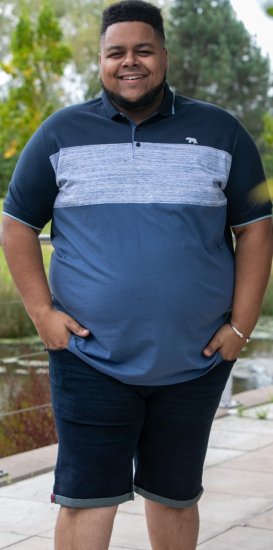 D555 Leeds Cut And Sew Polo With Jacquard Collar And Cuffs Navy - Πόλο μπλουζάκια - Aνδρικά μπλουζακια πολο μεγάλα μεγέθη
