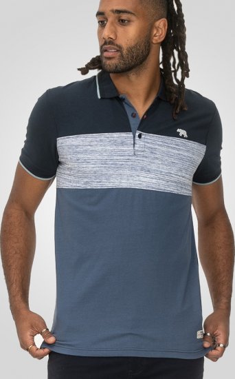 D555 Leeds Cut And Sew Polo With Jacquard Collar And Cuffs Navy - Πόλο μπλουζάκια - Aνδρικά μπλουζακια πολο μεγάλα μεγέθη