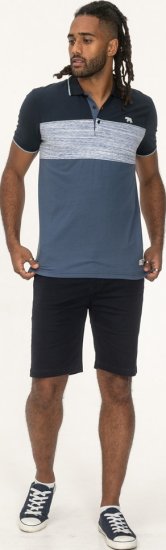 D555 Leeds Cut And Sew Polo With Jacquard Collar And Cuffs Navy - Πόλο μπλουζάκια - Aνδρικά μπλουζακια πολο μεγάλα μεγέθη