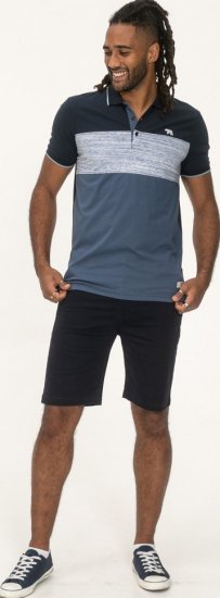 D555 Leeds Cut And Sew Polo With Jacquard Collar And Cuffs Navy - Πόλο μπλουζάκια - Aνδρικά μπλουζακια πολο μεγάλα μεγέθη