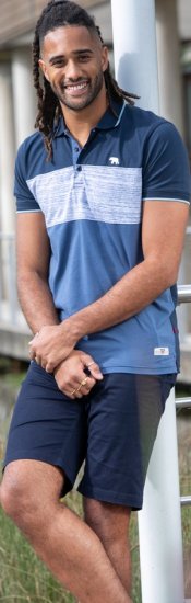 D555 Leeds Cut And Sew Polo With Jacquard Collar And Cuffs Navy - Πόλο μπλουζάκια - Aνδρικά μπλουζακια πολο μεγάλα μεγέθη