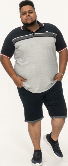 D555 Tipton Stripe Jacquard Short Sleeve Polo Navy - Πόλο μπλουζάκια - Aνδρικά μπλουζακια πολο μεγάλα μεγέθη