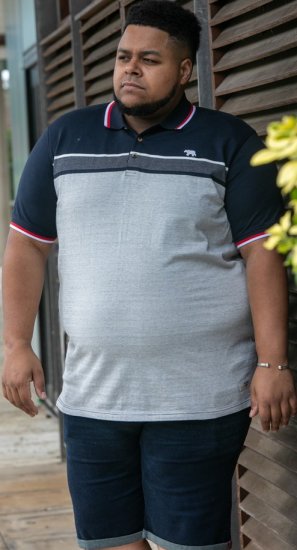 D555 Tipton Stripe Jacquard Short Sleeve Polo Navy - Πόλο μπλουζάκια - Aνδρικά μπλουζακια πολο μεγάλα μεγέθη